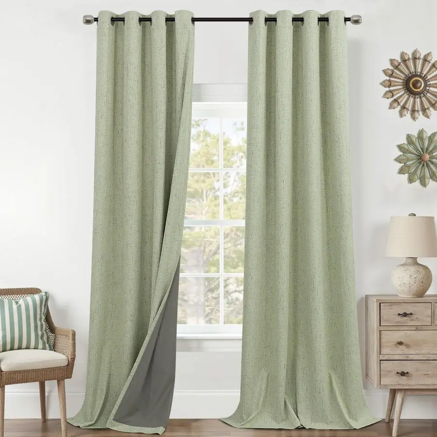 

Floor to Ceiling Curtains,Nursery Linen Blackout Curtains for Baby Bedroom,Grommet Spring Boho Cottagecore Cottage Core Curtains