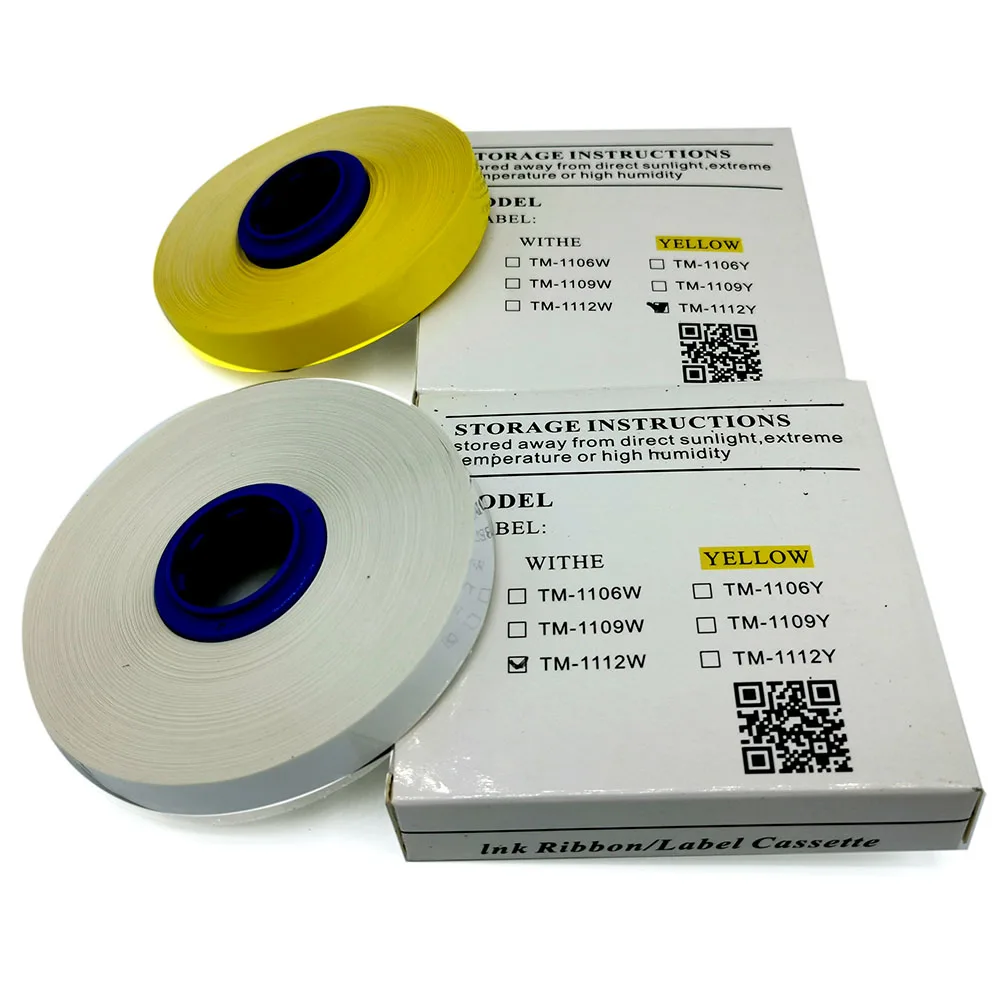 

Tape Label Cassette TM-1109W/Y 6mm 9mm 12mm white yellow Consumables label Stickers For cable ID Printer mk1500,mk2500,m-1pro 11