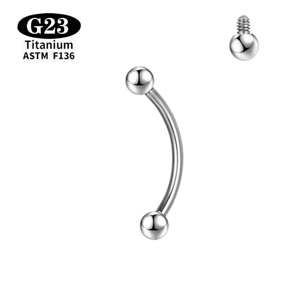 1/5 Stück ASTM F136 Titan Innengewinde Augenbrauenpiercing Rook Gebogene Barbell-Set Augenbrauen Tragus Lippenringe – Detail 3