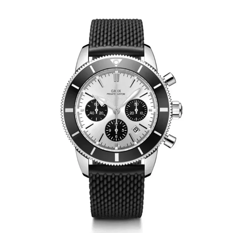 2024 Luxury New Men Superocean Chronograph Quartz Watch Stainless Steel Ceramic Bezel Black Blue MensAttracting the opposite sex