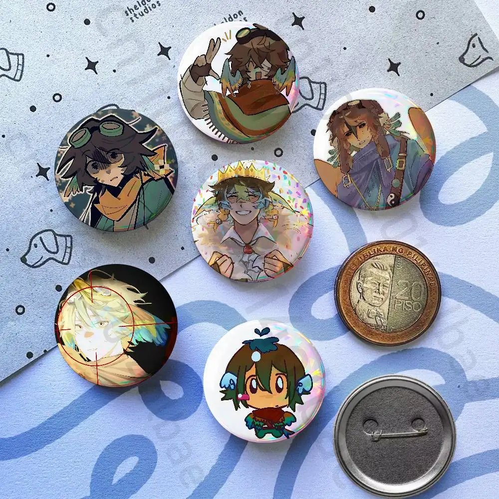 

P-Parrotx2 32/44/58mm Handmade Pins Round Brooch Badge Backpacks Clothes Jewelry Gifts