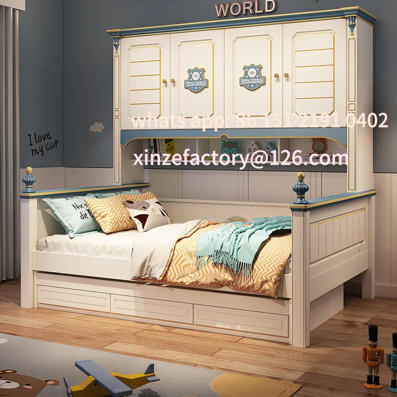 

Customizable wardrobe bed integrated combination small household bedroom boy multi-functional storage bookcase bed