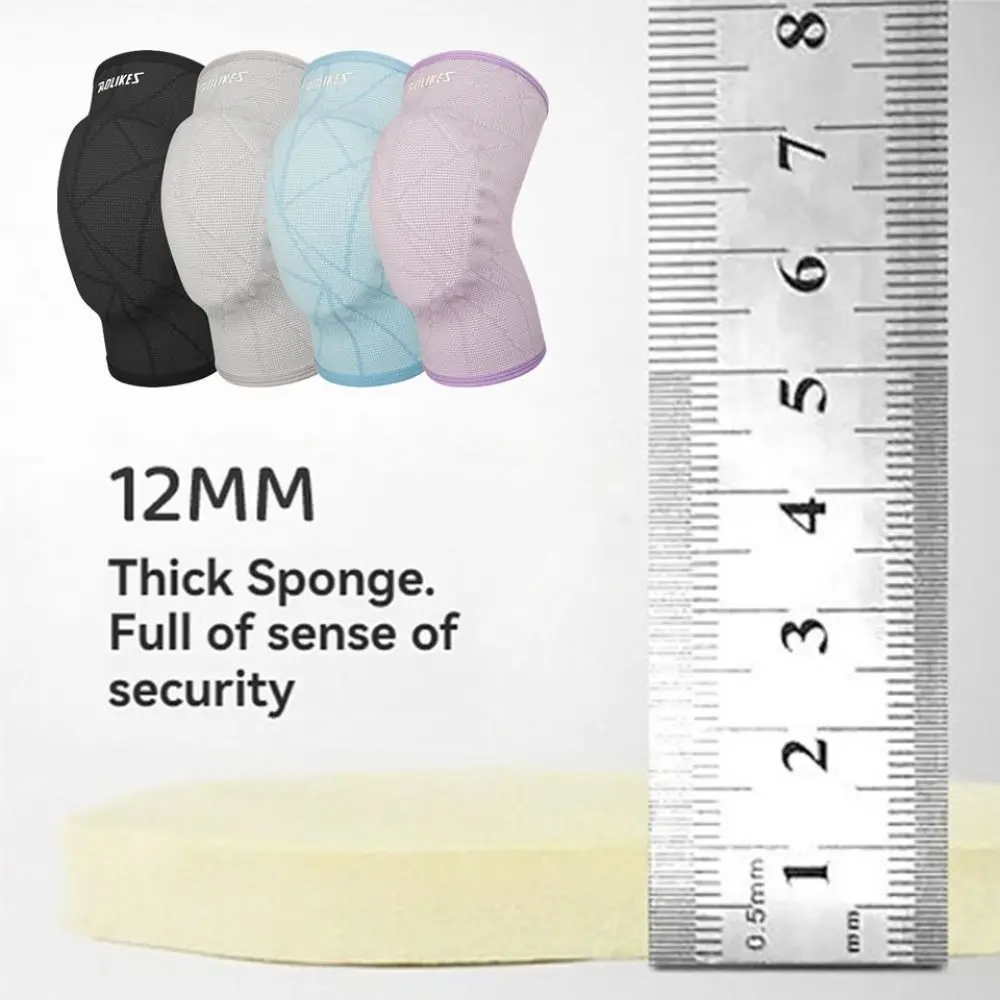 

New Nylon Thickened Sponge Knee Pads 12mm Black Grey Purple Elastic Knee Protector Breathable Support for Dancing Unisex