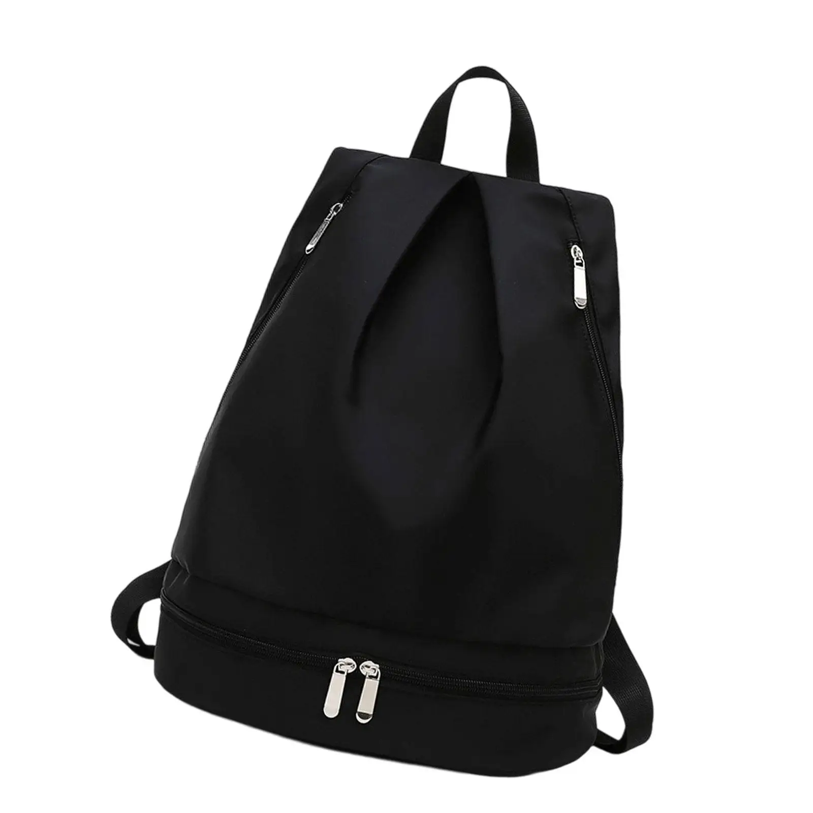 Sports Backpack Lightweight Foldable Gym Bag Black with Shoe Pocket Dry Wet Separation Fitness Bag for Women and Men