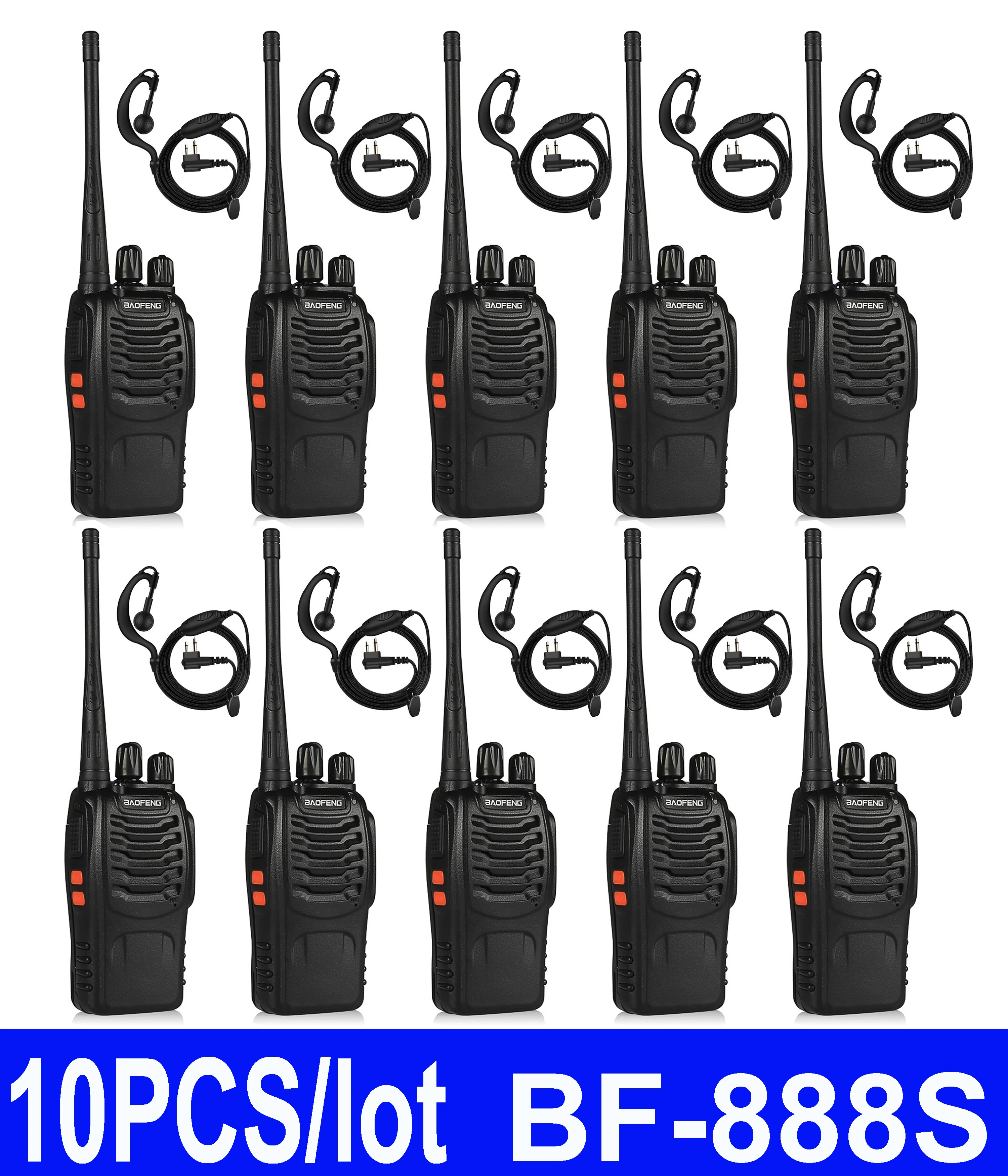 888S 워키토키, UHF 400-470MHz, 오리지널 Baofeng 양방향 라디오, 쇼핑몰 커뮤니티 시네마, 도매 10 개/로트 