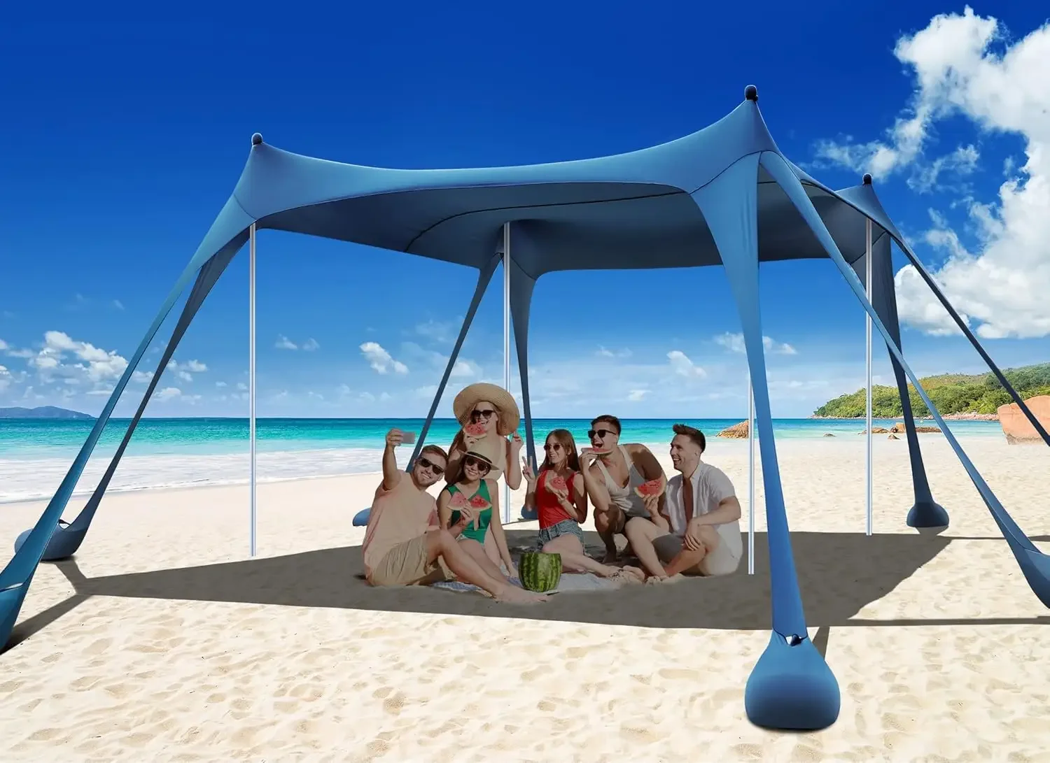 Osoeri Beach Tent, Camping Sun Shelter UPF50+ with 8 Sandbags, Sand Shovels, Ground Pegs & Stability Poles