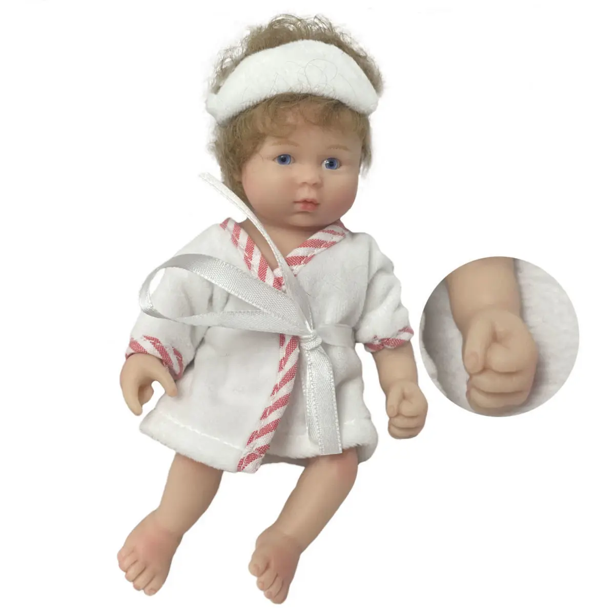 15cm Silicone Reborn Doll Cute Blonde Hair with Blue Eyes Palm Mini Doll Simulation Baby