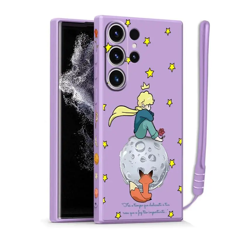 The Little Prince Rose Phone Case for Samsung Galaxy S24 S23 Ultra S22 S21 S20 FE S23 Ultra 5G Square Liquid Cover Shockproof