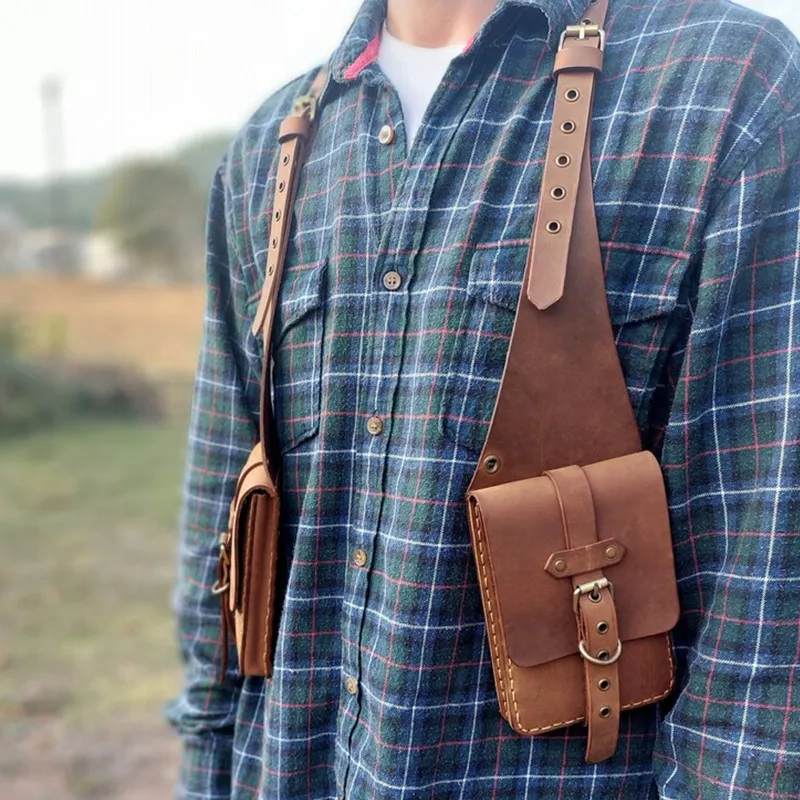 Unisex Faux Leather Medieval Punk Backpack Adjustable Length Retro Bag Costume Accessory Shoulder Strap Underarm Cross-body Bags view 2