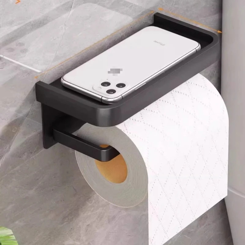 Nicht perforierter Toilettenpapierhalter für zu Hause, zur Aufbewahrung von Mobiltelefonen, wandmontierte Taschentuchbox, Toilettenpapierhalter für Rollenpapier