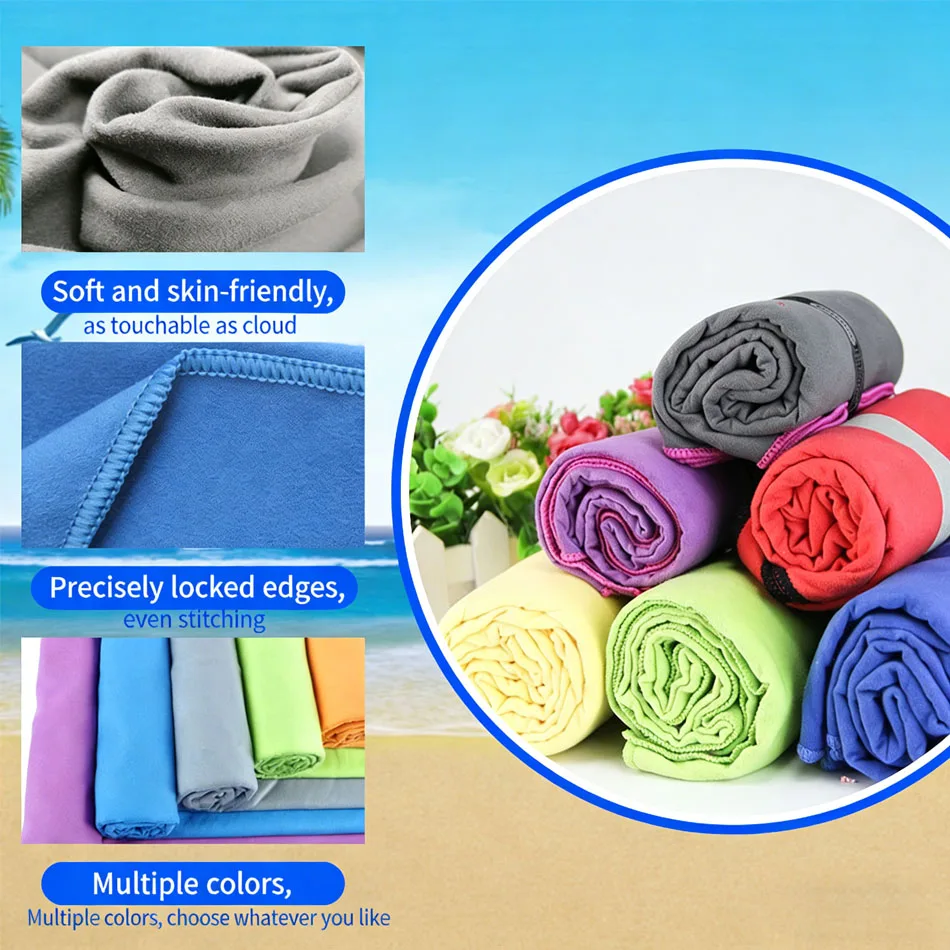 1PC Microfiber Beach Towel Quick Dry Lightweight Compact Soft Travel Towel for Camping Gym And Beach Adult Use view 3