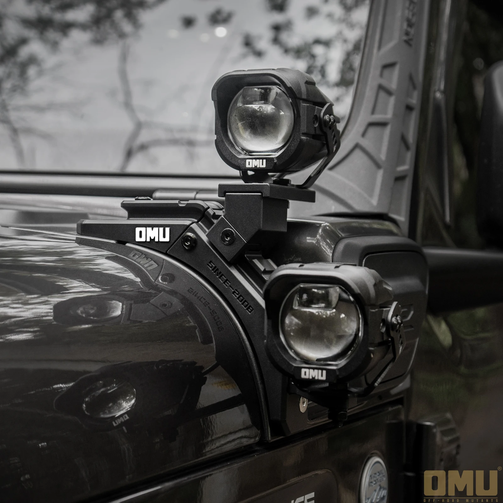 OMU 4x4 Hood Hinge Aluminum A-Pillar Light Mount Brackets For Jeep Wrangler JL 4xe - Not for JT Sand Runner/Mojave & Rubicon 392
