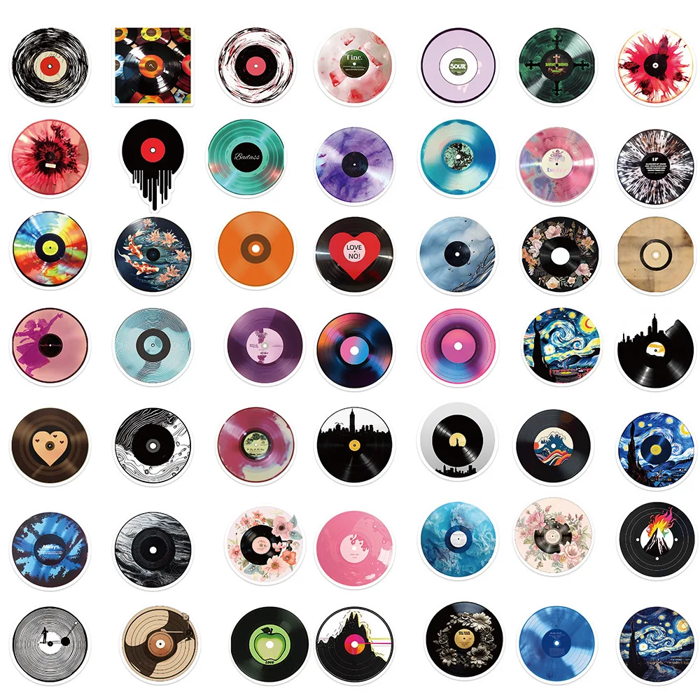 10/30/50pcs Funny Vinyl Record CD Music Stickers DIY Decoration For Skateboard Phone Phone Guitar Notebook Kids Waterproof Toys