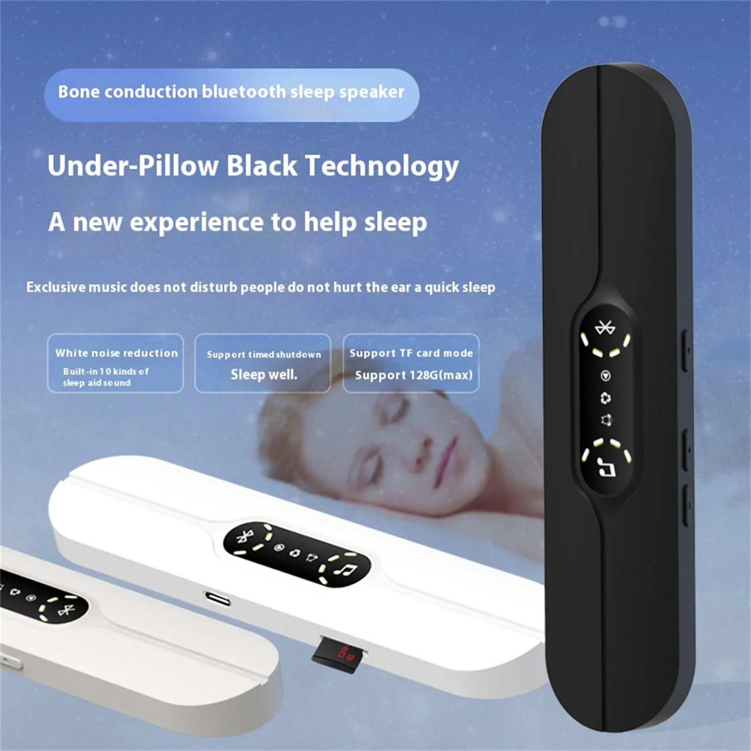 

Bone conduction wireless 5.4 Bluetooth music box sleep speaker timed sleeping pillow Bluetooth mini speaker