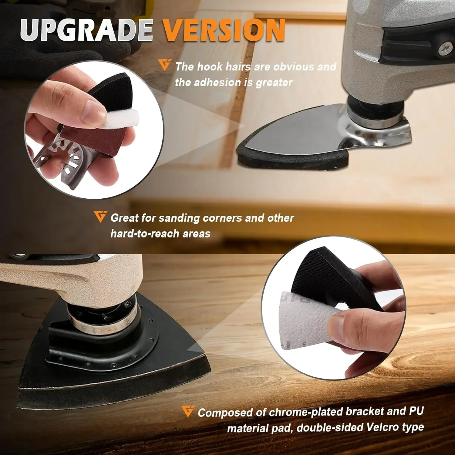 204/136/105/104Pcs Oscillating Tool Detail Sanding Pad Kit  Finger Sanding Pad and Multitool Sandpaper and Triangle Sanding Pads