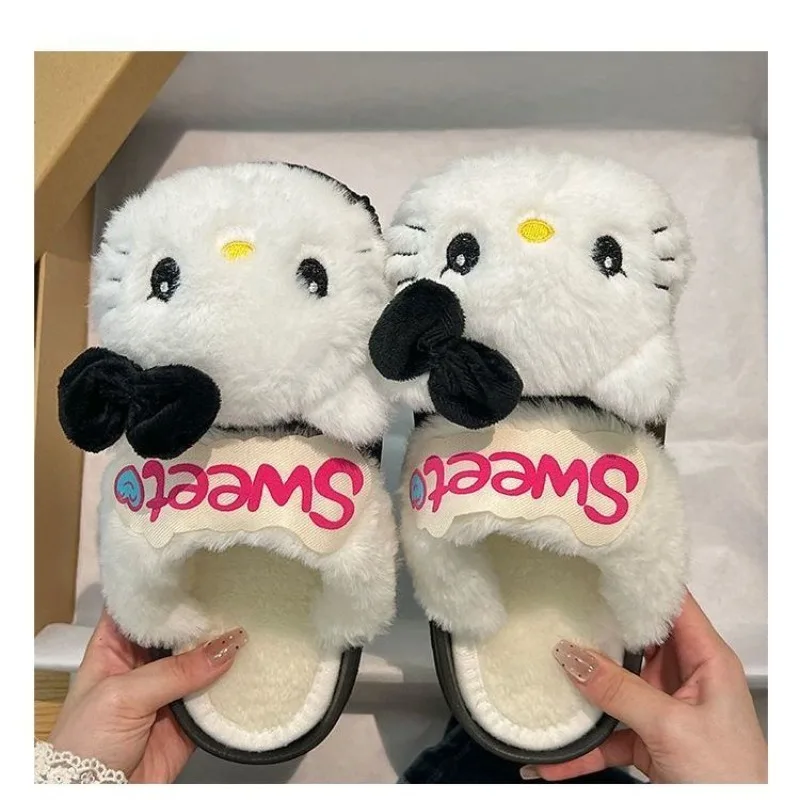 Cartoon Hellokitty cute winter cotton slippers autumn and winter new style removable liner thick-soled kawaii home warm slippers