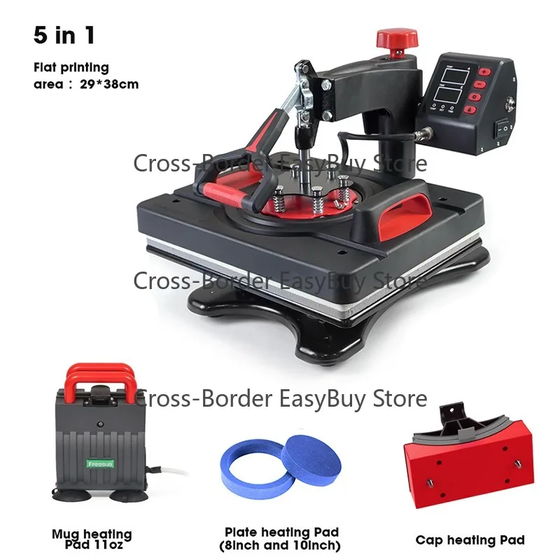 5-in-1 Heat Transfer Printing Machine Hot Stamping Machine for Clothes Manual Small Home Printing Machine for Customized Apparel
