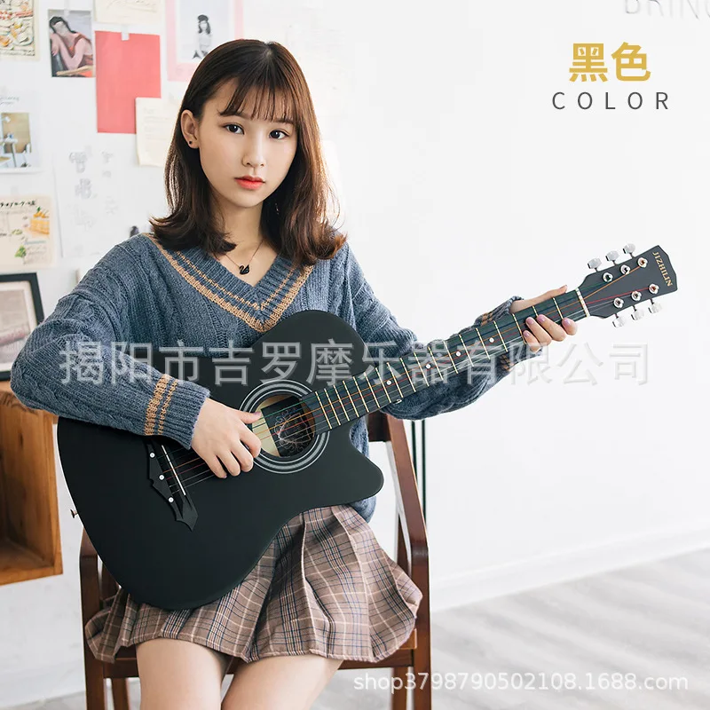 38 Inch 10 Color Acoustic Guitar Female Male Novice Beginner Practice Student Guitar