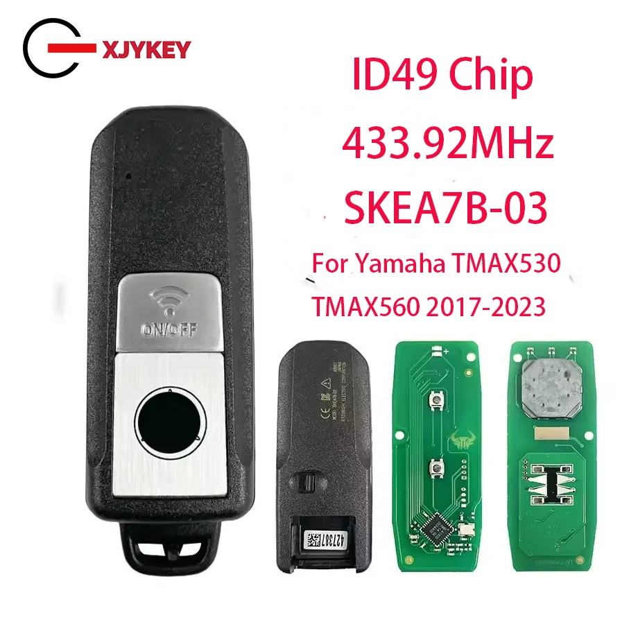 

XJY MK0028 Motorcycle Remote Smart Control ID49 Chip 433.92MHz SKEA7B-03 Proximity Key Fob For Yamaha TMAX530 TMAX560 2017-2023