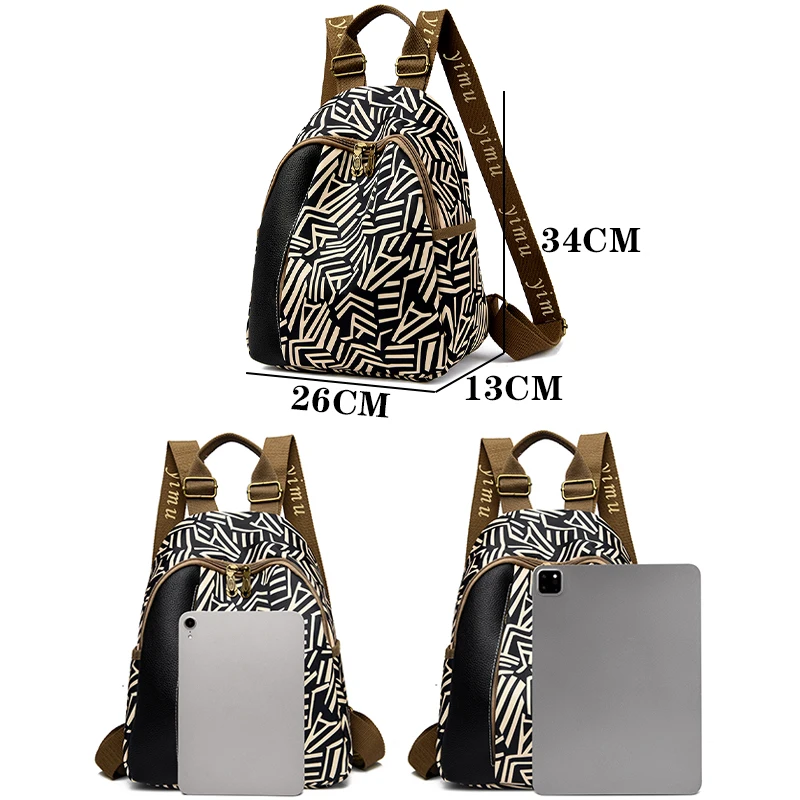 Fashionable Striped Design Women\'s Backpacks Luxurious Large Capacity Travel Backpack High Quality Oxford Cloth Girl Mochilas