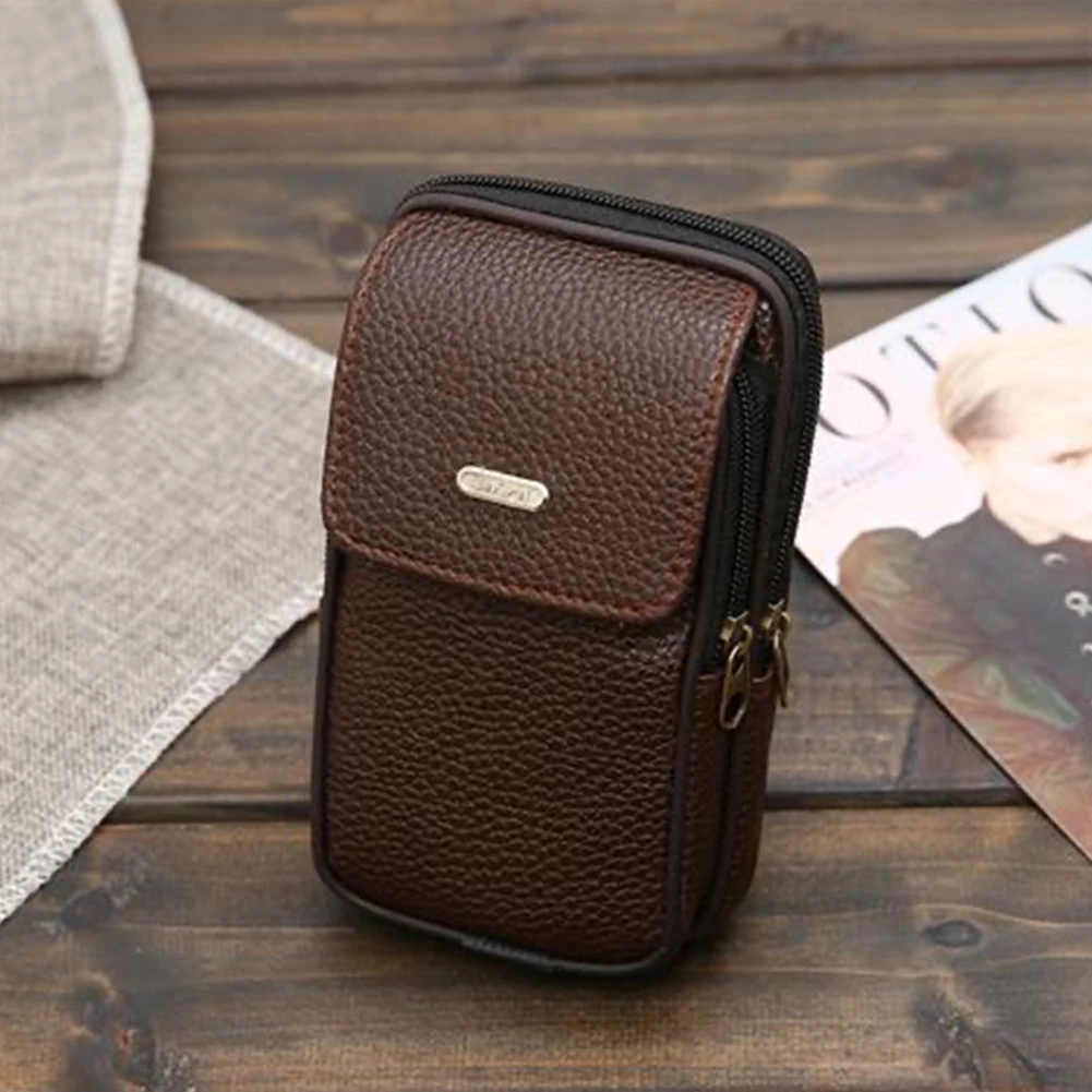 Men Cell Phone Waist Case Bag Pouch Small Leather Mobile Phone Belt Clip Bag Smartphone Belt Pocket Leather Cell Phone Holster