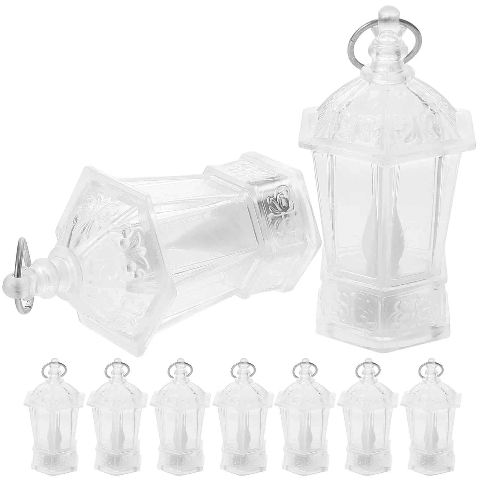 

12Pcs Crystal Style Mini Lantern LED Lights Clear Handheld Bedroom Table Nightstands Wedding Decorative Party Lanterns