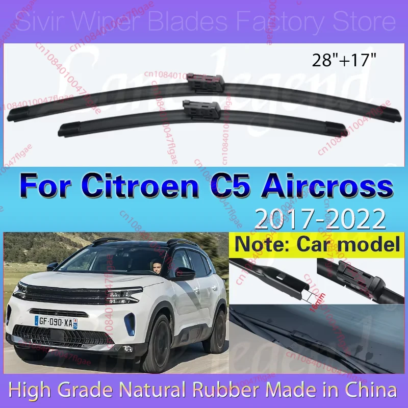 

For Citroen C5 Aircross C5Aircross 2017 2018 2019 2020 2021 2022 Car Front Wiper Blade Windscreen Windshield Accessories 28"+17"