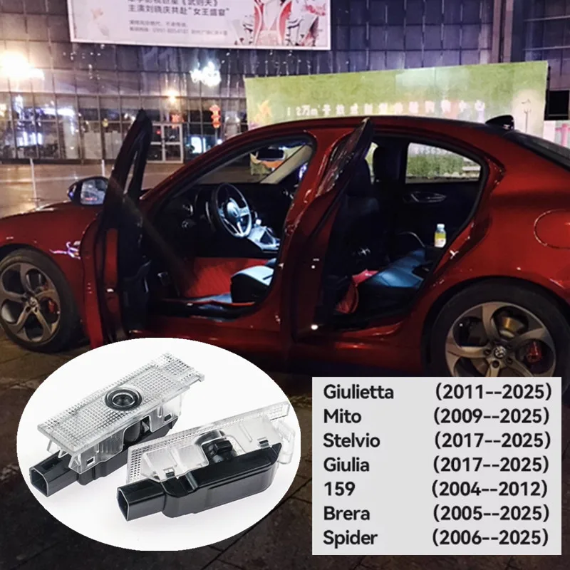 

2PC 3D LED Car Door Light Projector Ghost Shadow Lamp Accessories for Alfa Romeo 159 Giulia Giulietta Mito Stelvio Brera Spider