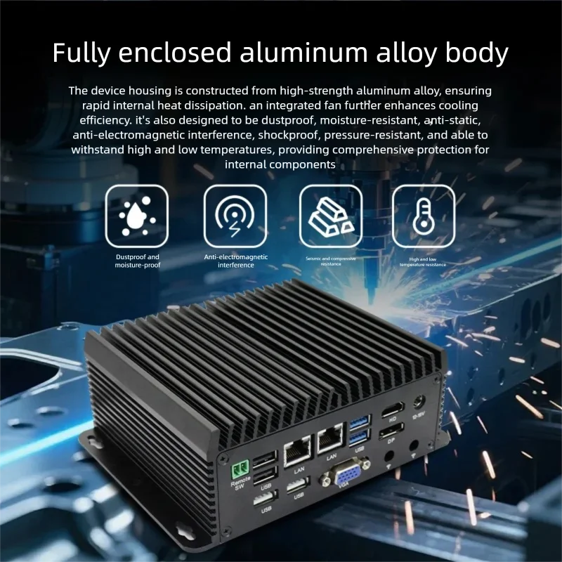 Industrial Mini PC Fanless 6th Gen I7 I5 Intel N100/N95 Processor 8G 256GB Memory Embedded Windows Computer Stock Mini Host