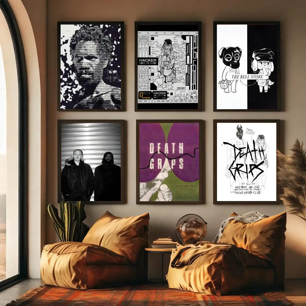 Industrial Rap band Death Grips Poster For Office Bedroom Coffee Home Decor Durable Waterproof Aesthetic Stickers Wall Art HD