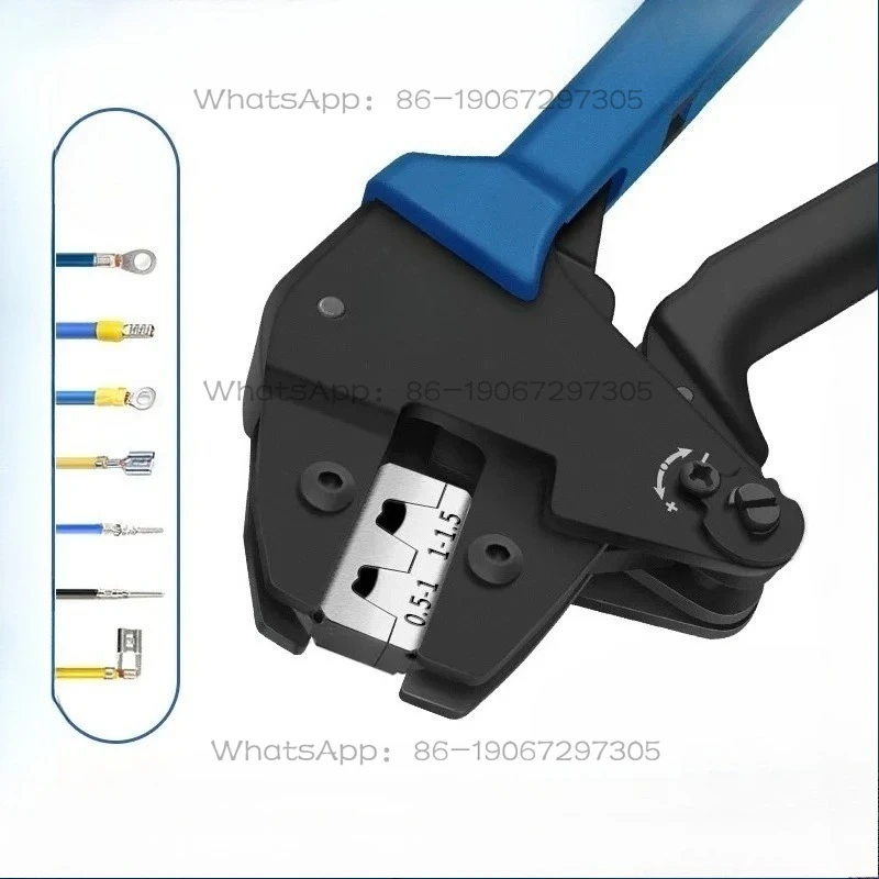 Cold-pressed Bare Terminal Crimping Pliers Pre-insulated Spring Tube Type Wiring Crimping Ratchet Labor-saving Replaceable Die