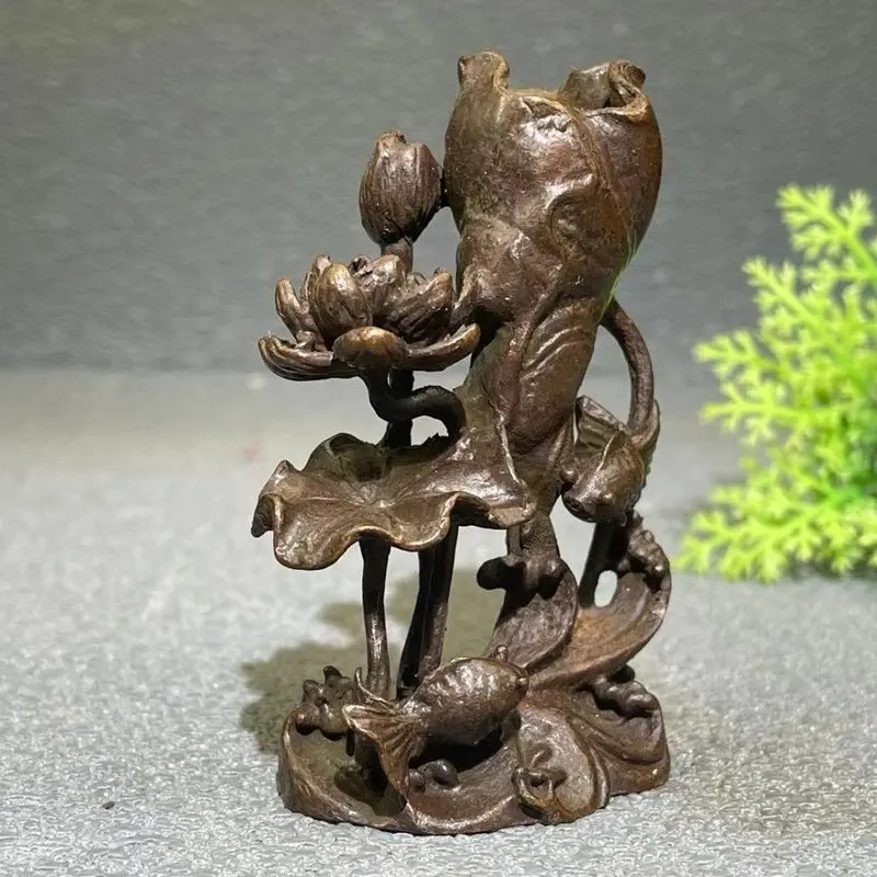 Pisces Leaf Stick Metal Ornament Vintage Lotus Goldfish Holder Ceremony Tea Table Small Incense