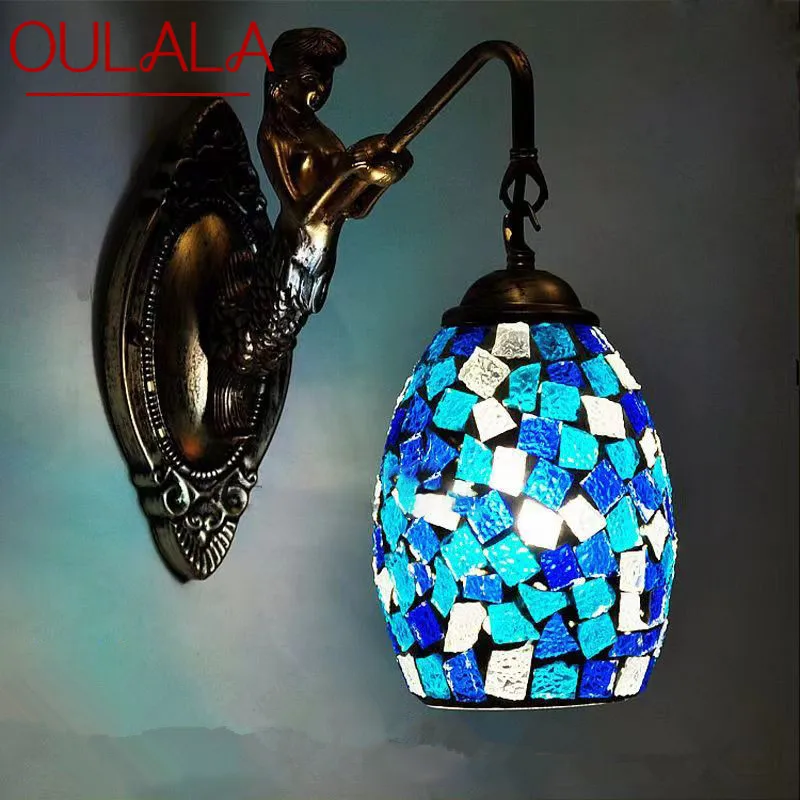 

OULALA Contemporary Mermaid Wall Lamp Personalized And Creative Living Room Bedroom Hallway Bar Decoration Light