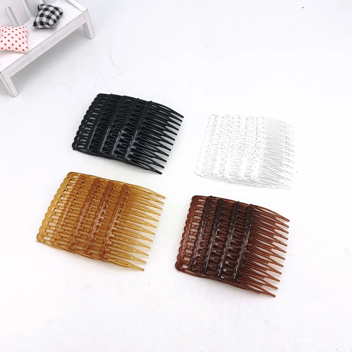 5/20 PCS 12 Zähne Einfache Haarkämme Gerade Zähne Kunststoff Haarschmuck Langlebige Französische Vintage Weben Haarnadeln Frauen – Detail 2