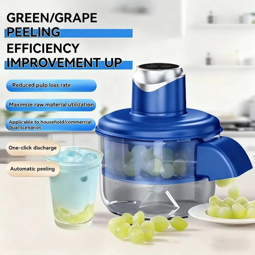 Automatic Fruit Garlic Peeler Machine Electric Grape Peeler Machine w/h Precision Stainless Steel Blade for Kitchen Homemade Jam