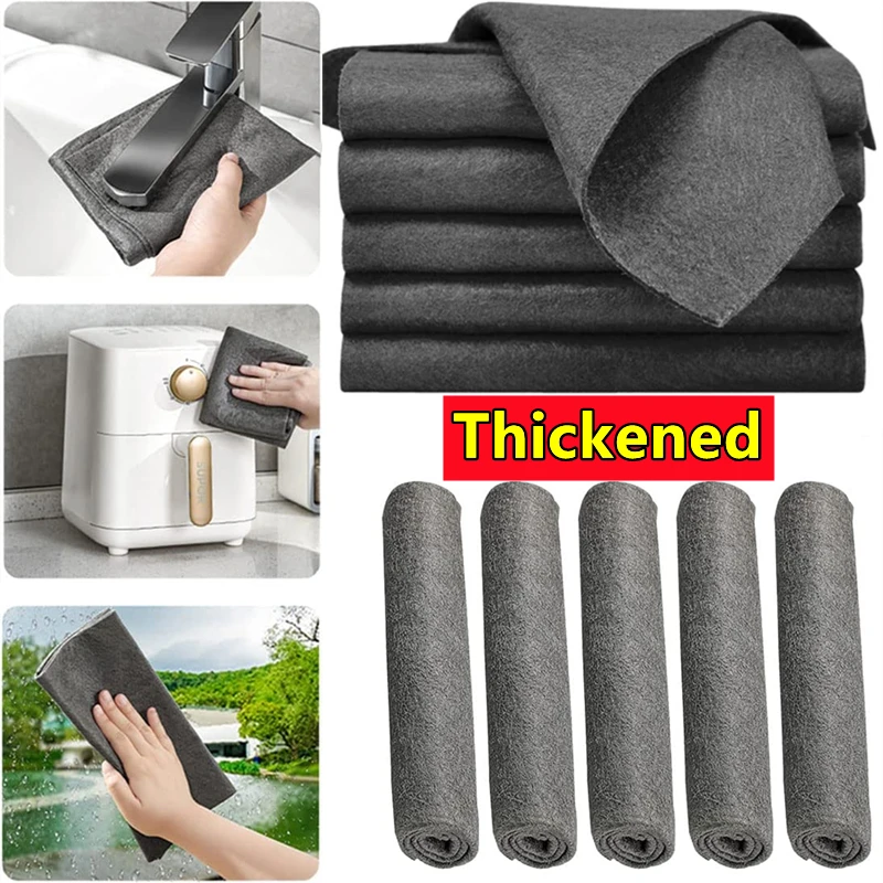 Hot Thickened Magic Cleaning Cloth Reusable Microfiber Washing Rags Glass Wipe Towel For Kitchen Mirrors Auto Windows Tool 2023