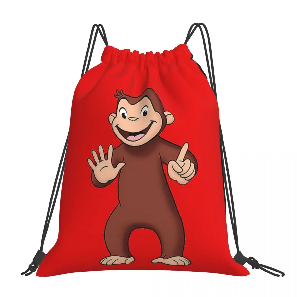 Curious George Backpacks Casual Portable Drawstring Bundle Pocket Storage Bag Book Bags For Man Woman Students