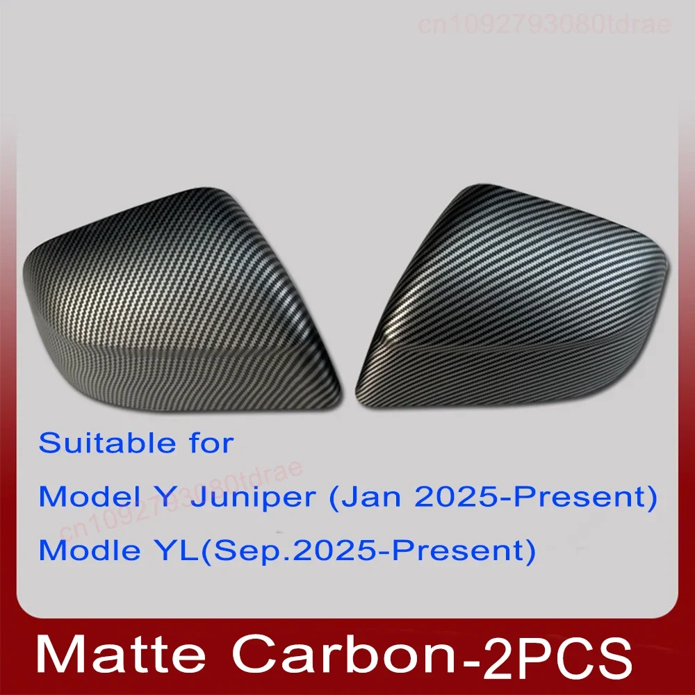2 Stück Tesla Model YL / Y Juniper Carbonfaser Schwarze Seitenspiegelabdeckung ABS Schadensfreie Installation Schutzdekoration – Detail 18