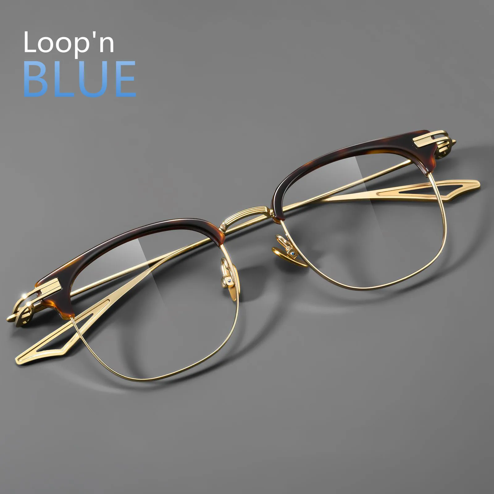 Understated Luxury Vintage Tortoise Browline Eyewear Ultra Light Anti Blue Titanium Unisex Glasses Custom Prescription Moypia