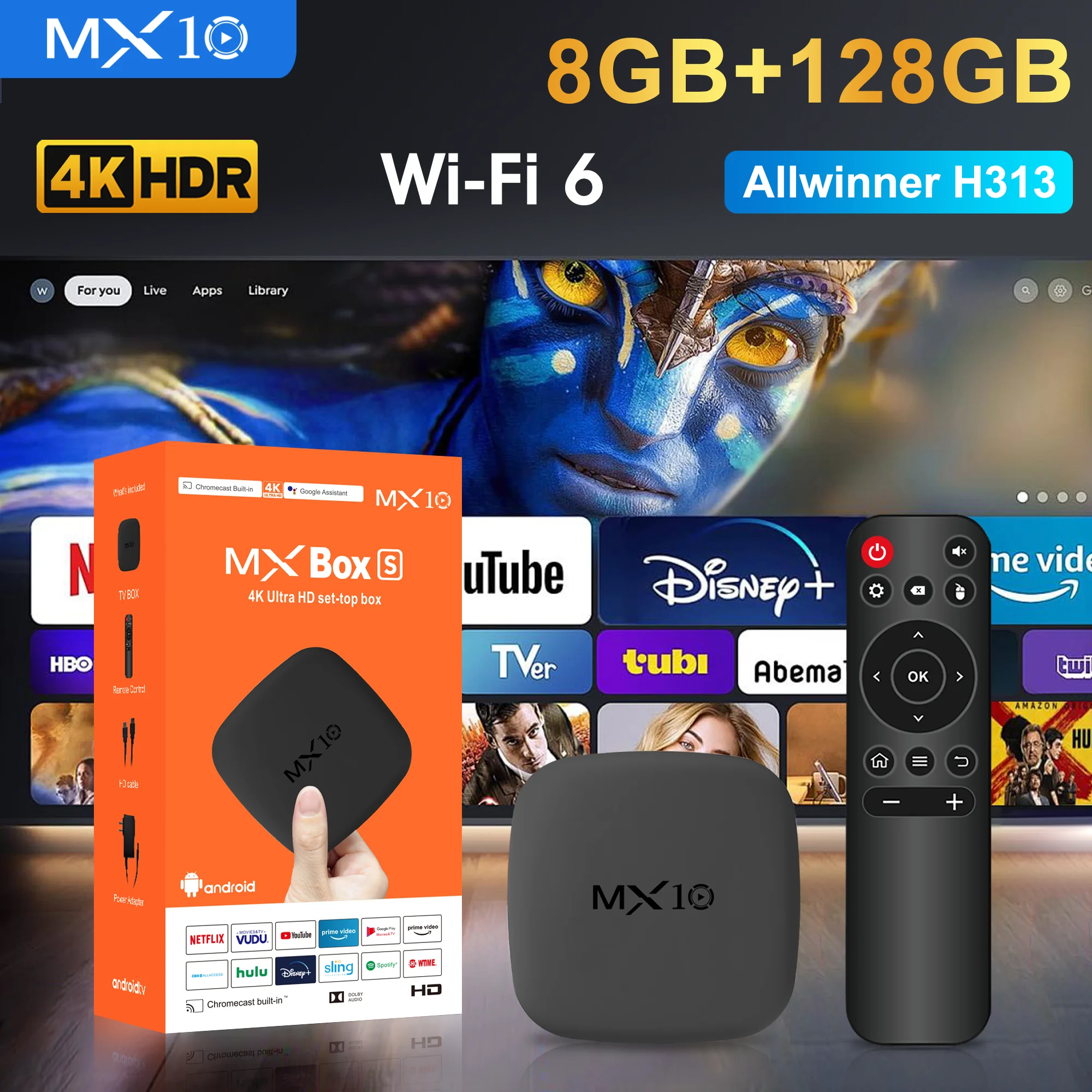 Aliexpress MX10‑H Android 13 Smart Box Allwinner H313 8GB RAM 128GB ROM BT5.4 2.4G/5G WIFI HDMI2.0 4K 60Hz Video Playback Voice Remote - Aliexpress Deal