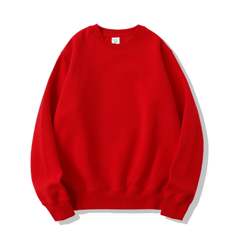 Plus Size Big Red Crew Neck Sweater Loose Solid Color Velvet Thickened Long-sleeved Top Custom Tooling Cotton Bottoming Shirt