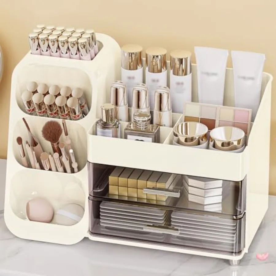 

Органайзер для косметики большой емкости на столешницу с держателем для кистей, утолщенный, для ванной комнаты