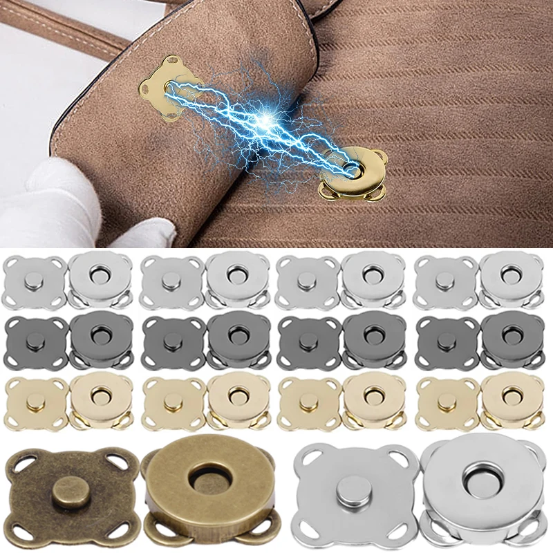 14/18mm Magnetic Snap Button Metal Plum Blossom Sew on Button Clasps Fasteners for Purses Handbag Clothes DIY Accessories