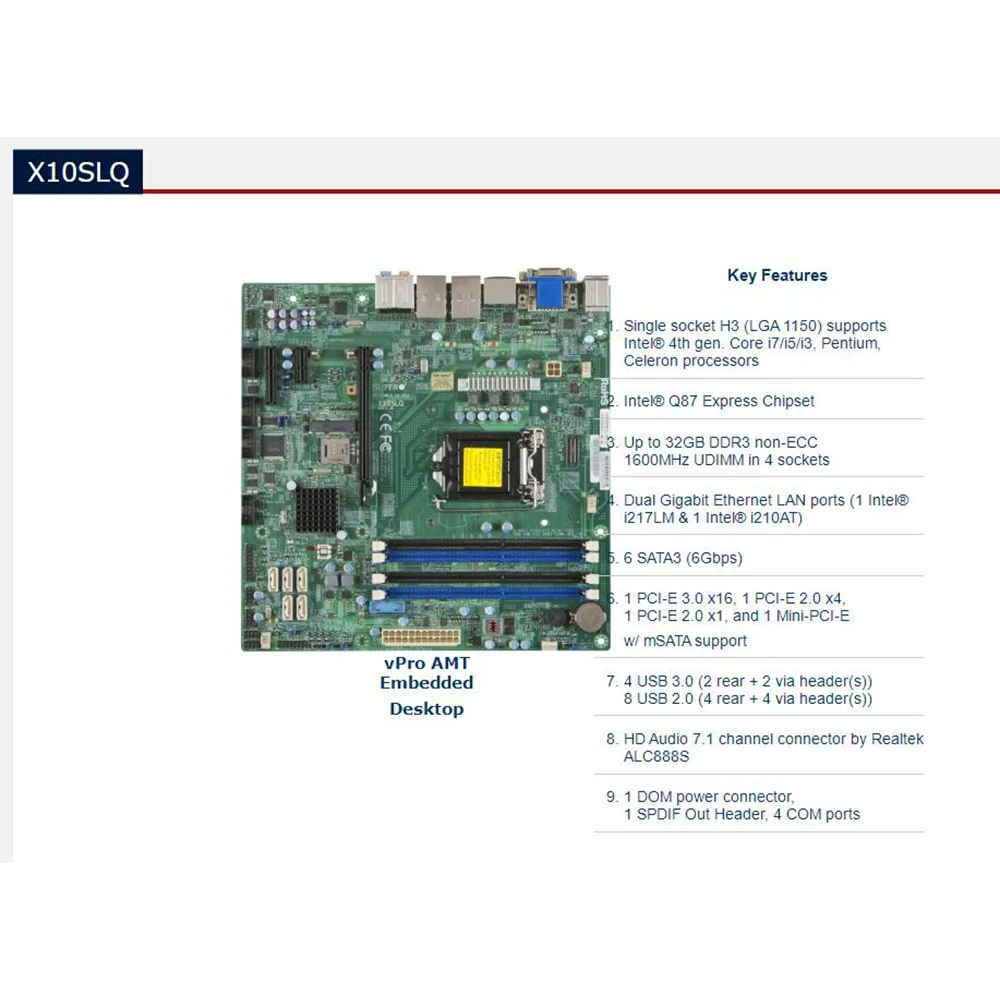 

For Supermicro Server Workstation Motherboard X10SLQ REV1.00