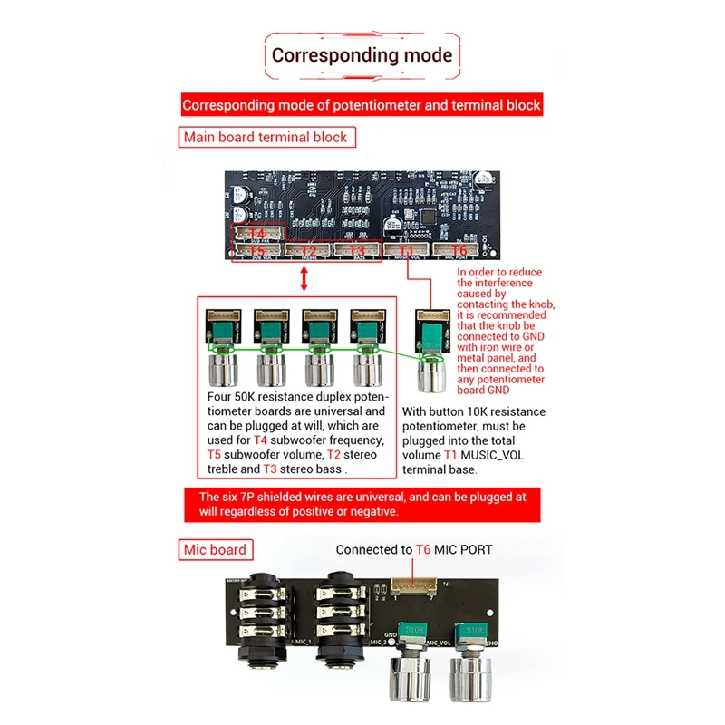 ZK-AM100F Lead Type KTV Microphone Audio System 2.1 Channel Bluetooth Power Amplifier Board 50+50+100W Replacement