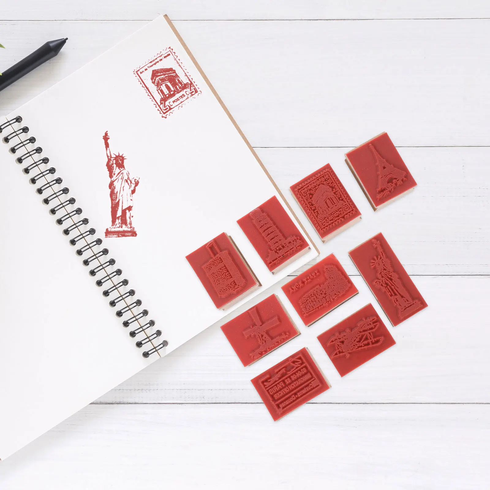 

9Pcs Wooden European High Quality Decorative Wood Seal DIY Scrapbooking Photo Album Cards Making Seal Craft