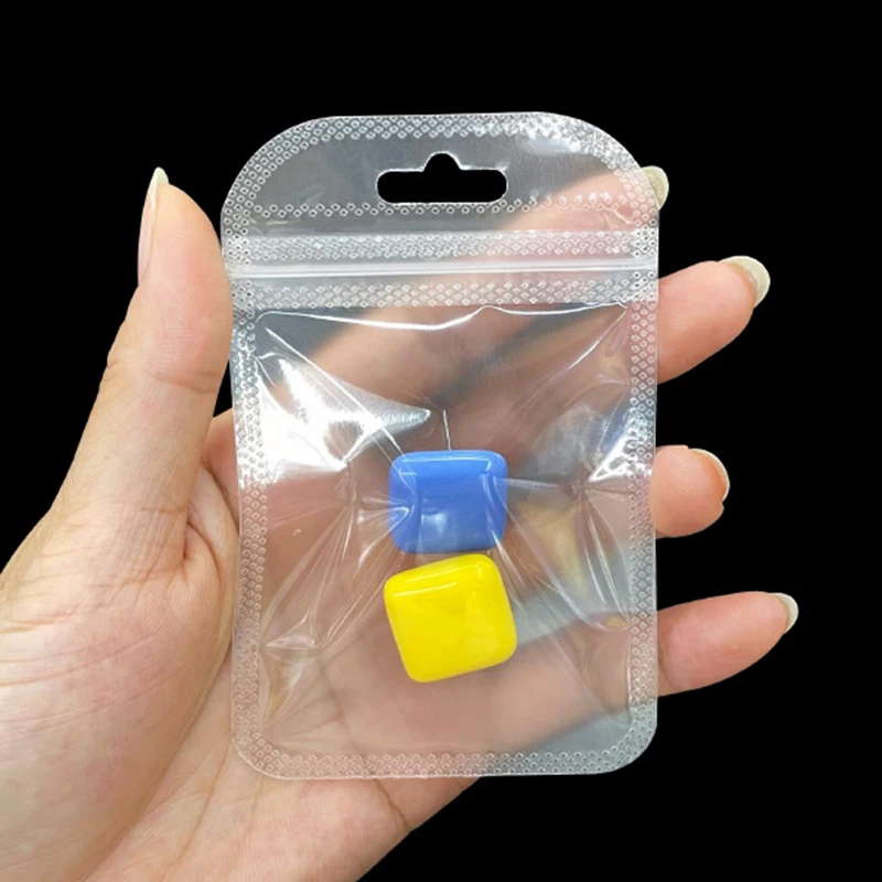 50pcs/lot Transparent Self Sealing OPP Bags Thicken Plastic Storage Pouchs for Jewelry Retail Display Packaging Hang Hole Bags