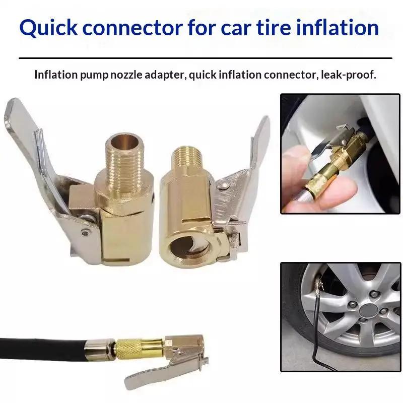Brass Locking Nozzle Tire Air Chuck Clip Adapter - Automotive Grade For Efficient Inflation - view 2
