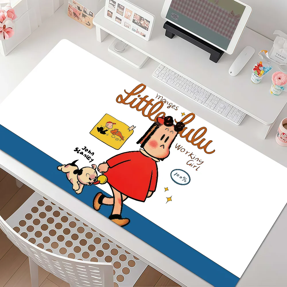 Cute Little Girl L-lulu Mouse Pad Anti Slip Rubber Edge Locked Thickened Laptop Gaming Desk Mat