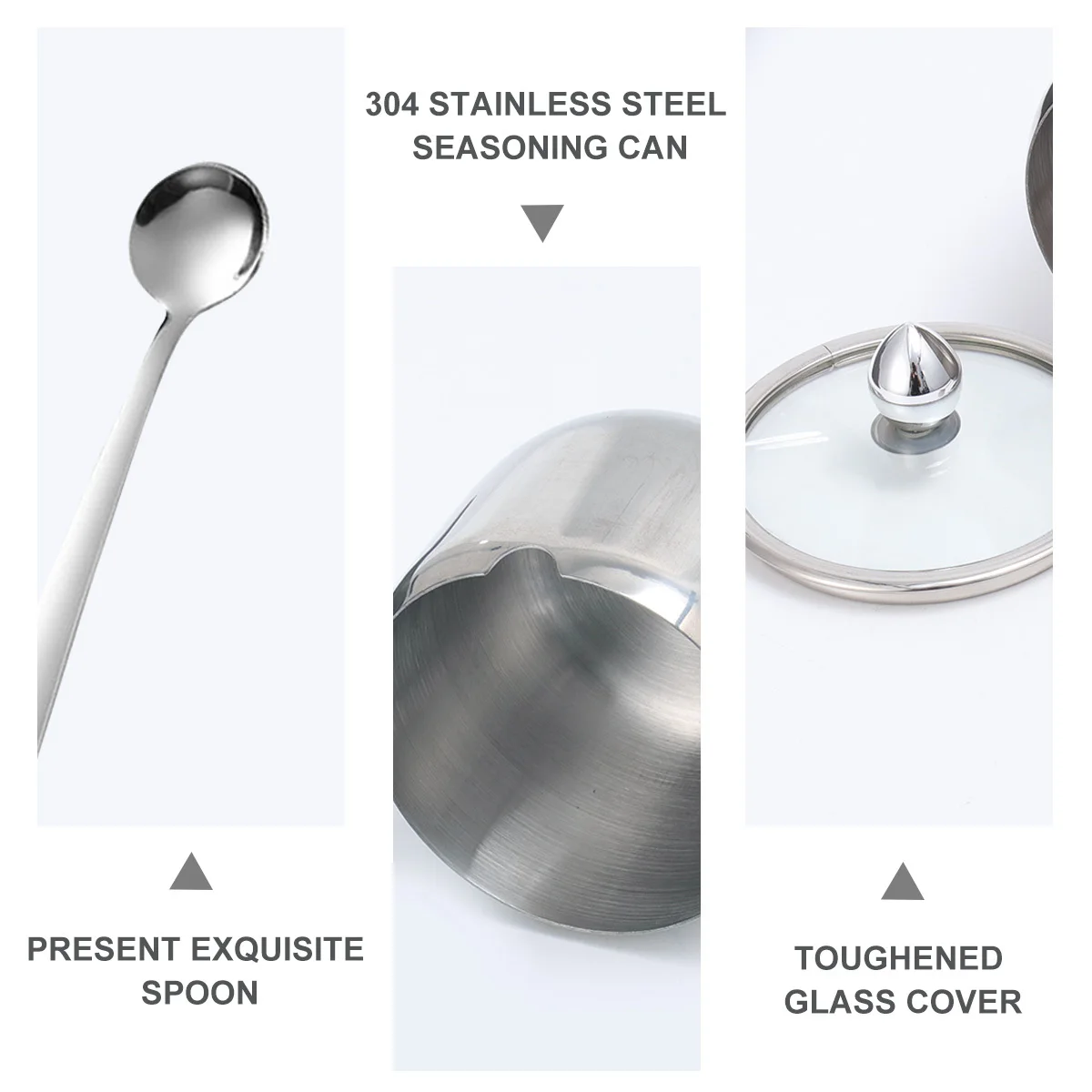 

Stainless Steel Seasoning Jar Salt Canister Multifunction Spice Storage Pot Container Kitchen Coffee Tea Sugar Candy Storage